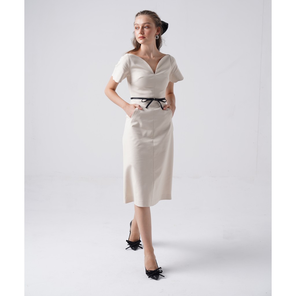 [AT MODA DE LITA] Đầm Dài Thắt Nơ Đen