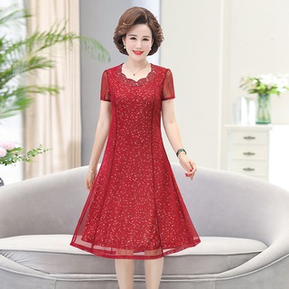 Đầm Dài Qua Gối Thời Trang Cho Phụ Nữ Trung Niên 40-50 Tuổi th 40-50 12.17