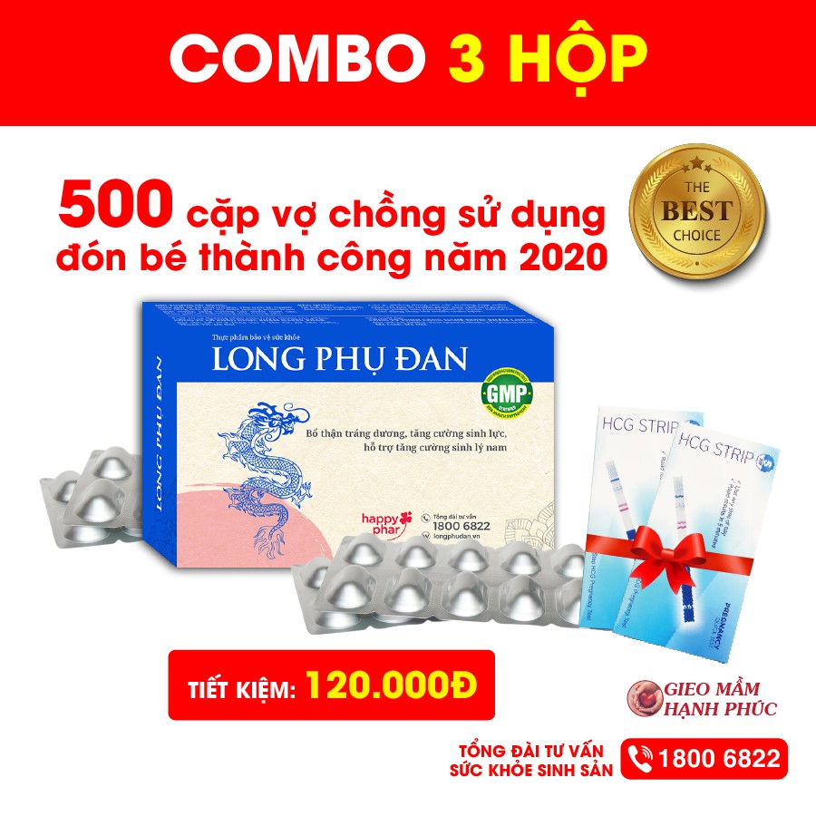 COMBO 3 HỘP LONG PHỤ ĐAN 40 VIÊN TIẾT KIỆM 120k Bổ tinh trùng, tăng cường sinh lý nam, tăng khả năng thụ thai