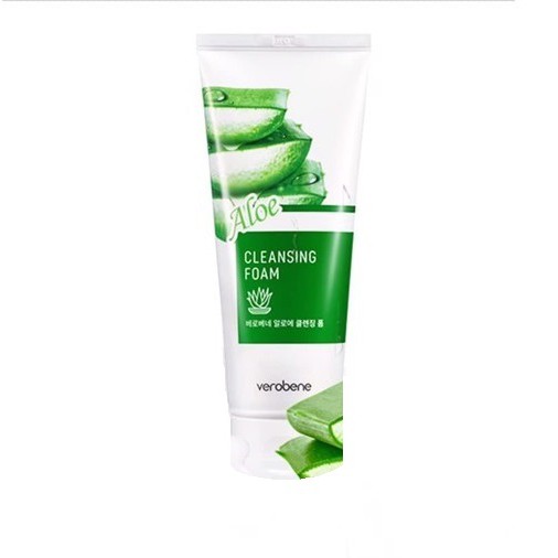 Sữa rửa mặt lô hội trắng da, xóa xạm Verobene Aloe Cleansing Foam Hàn quốc 180ml/Hộp