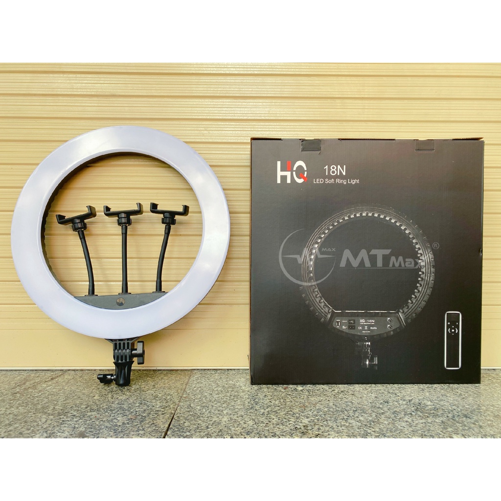 Đèn livestream 45cm HQ18N Đèn trợ sáng 3 kẹp điện thoại size 18 inch Hỗ trợ ánh sáng cho người bán hàng online, make up