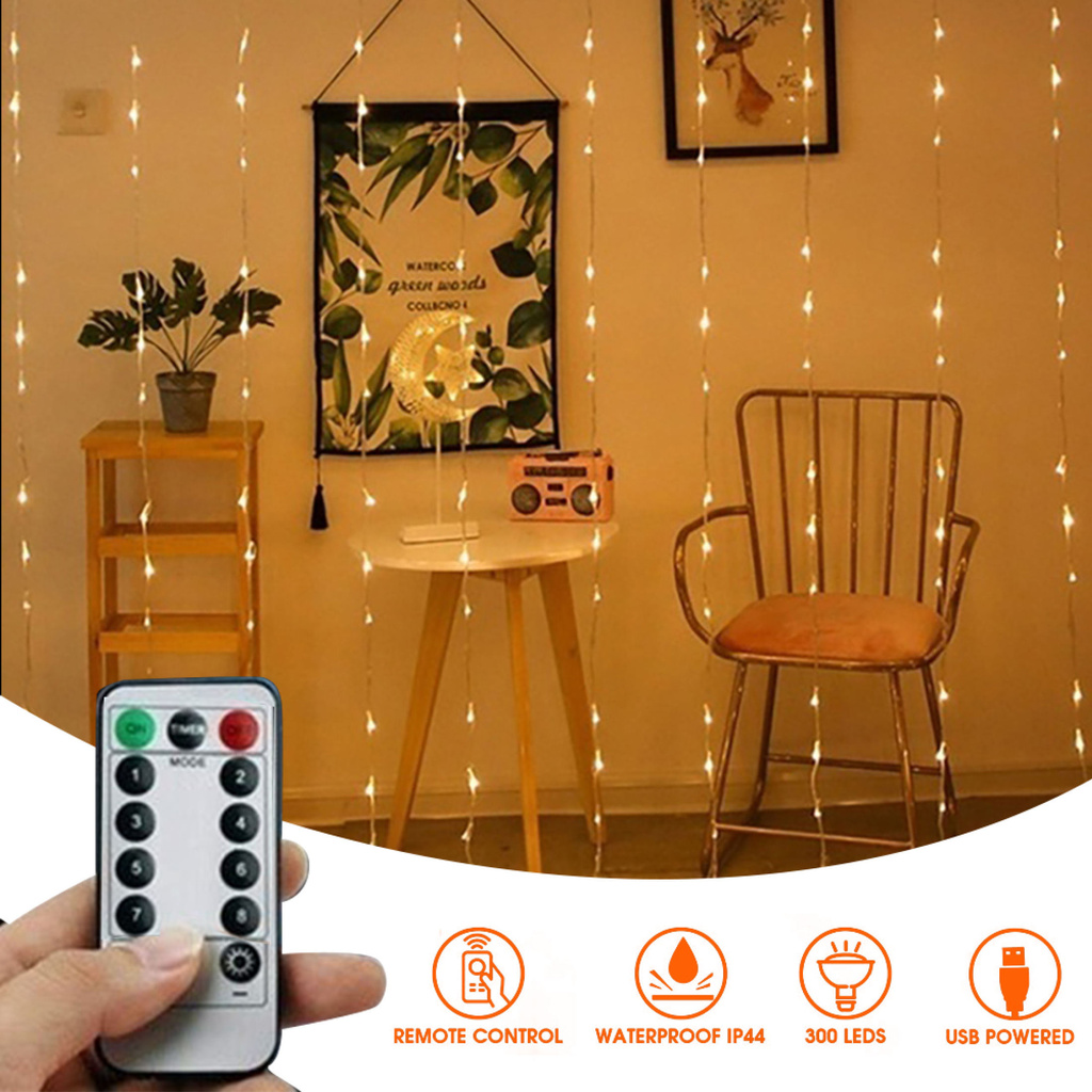 2M/5M/10M RGB Đèn LED Dải Rèm Đèn LED Màu Sắc Thay Đổi Dây Đèn Điều Khiển USB Từ Xa Đèn Cho Phòng Ng-168