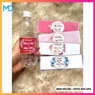 Set 50 Tem Chai Nước Suối Trang Trí Đám Cưới Tân Hôn Có Keo Dán Sẵn