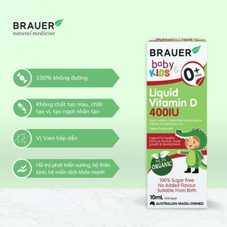 Vitamin D3 Brauer cho bé drop Vitamin D 400IU dạng lỏng cho trẻ em 10ml