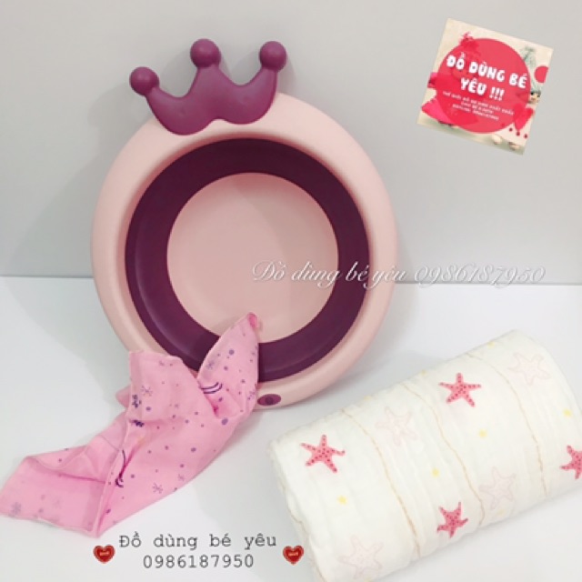 Chậu rửa gập gọn vương miện cho bé [ babyboo]