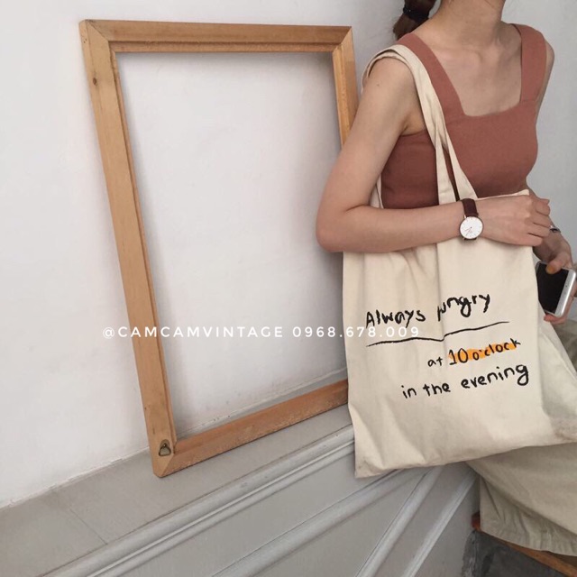 TÚI TOTE VẢI STYLE HÀN QUỐC - TÚI VẢI TRẮNG ULZZANG “books'