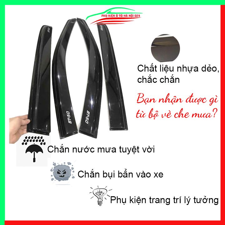 Vè che mưa cho xe ô tô BT50 vè đen bảo vệ trang trí xe