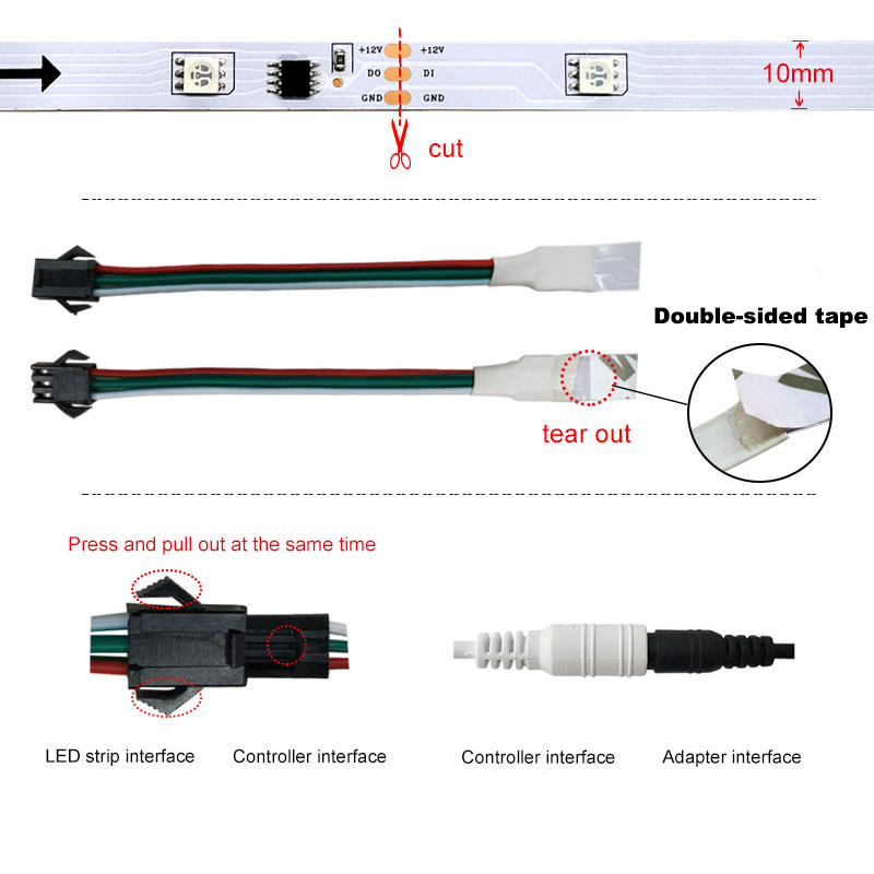 Đèn Led Đổi Màu Rgbic Bluetooth App Dc12V Ws2811 Điều Khiển Bằng Ứng Dụng Điện Thoại