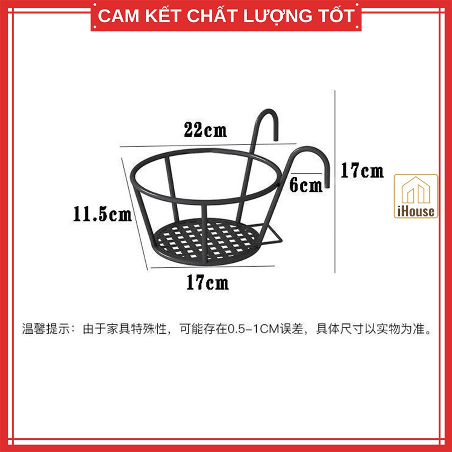 Kệ giá sắt để chậu hoa cây cảnh bền đẹp, Giỏ sắt treo ban công trồng cây đa năng tiện dụng iHouse