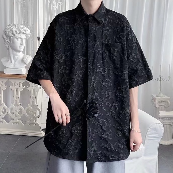 Áo Sơ Mi Ngắn Tay Dáng Rộng Thời Trang Mùa Hè Hàn Quốc Dành Cho Nam