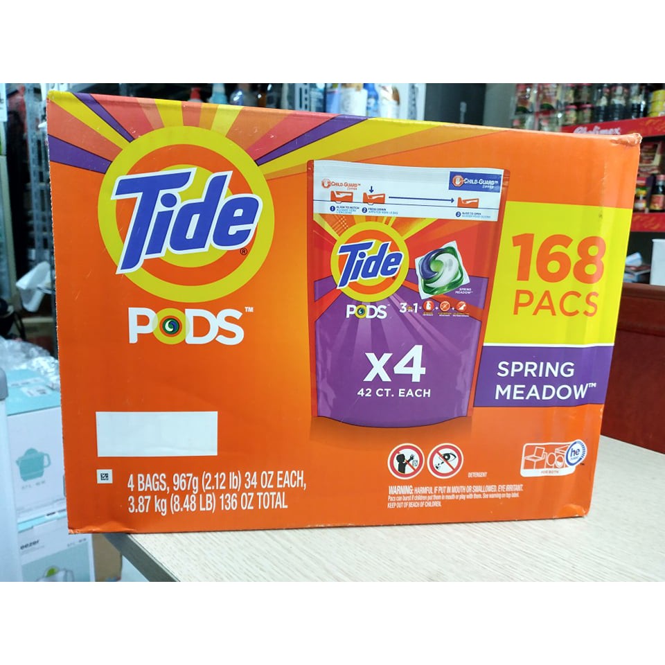 Viên giặt Tide Pods 3 in 1- hàng Mỹ xịn xò, túi 42 viên, thơm ngát hương hoa, dùng 1 lần là mê.