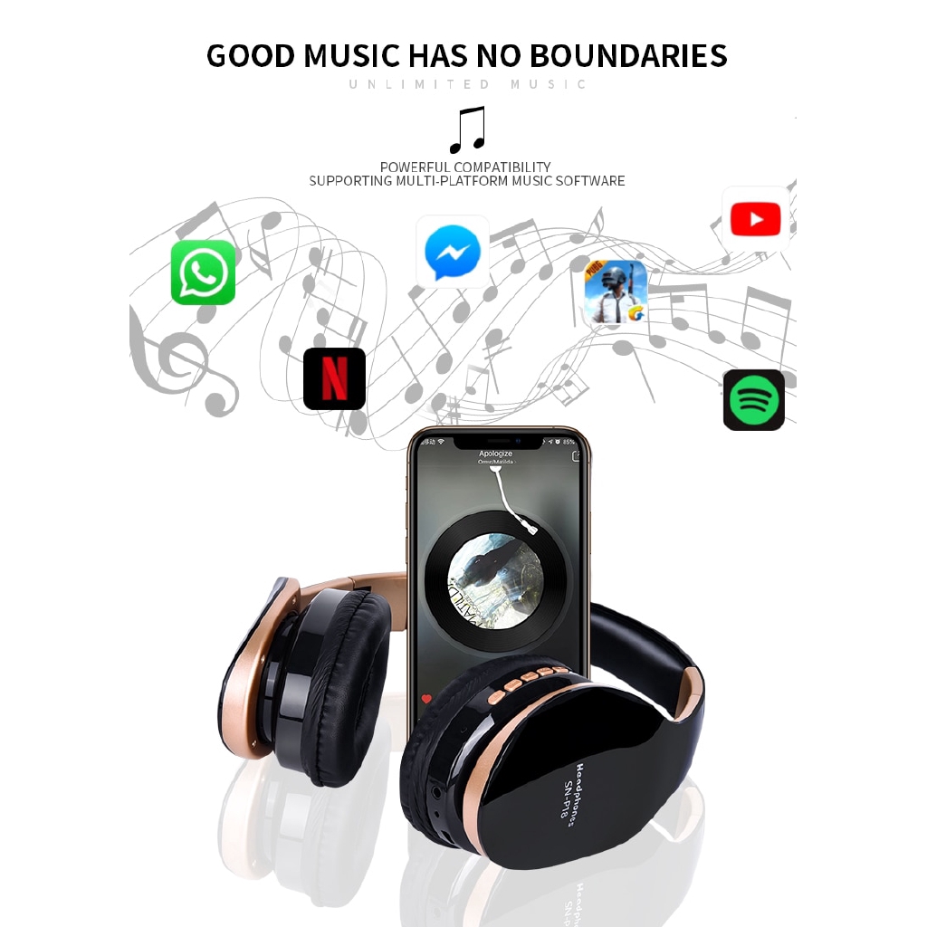 Tai Nghe Chụp Tai Vitog Bluetooth Không Dây Tích Hợp Mic Thiết Kế Có Thể Gấp Gọn