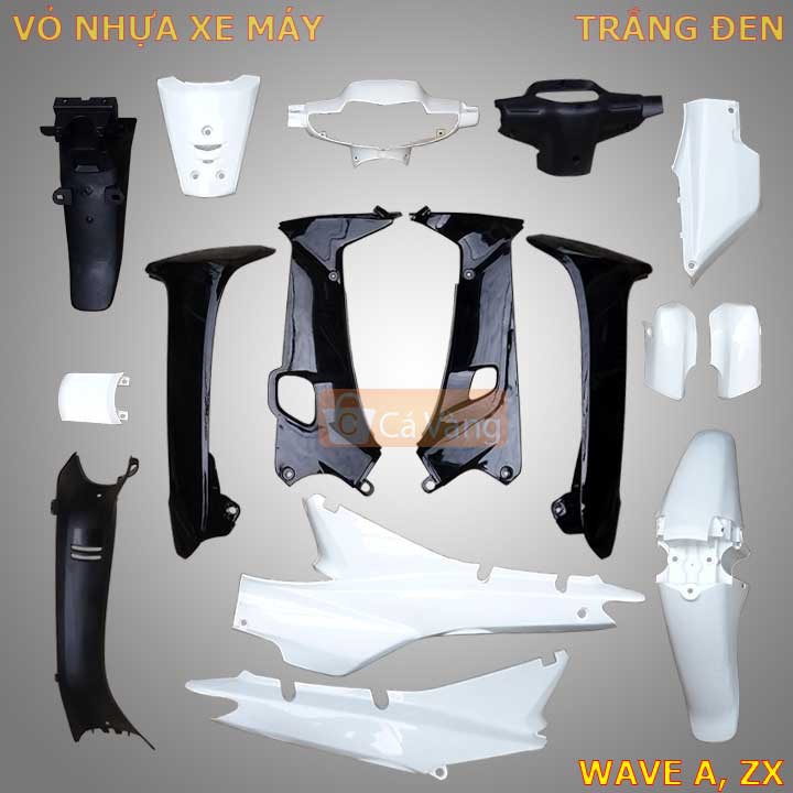 Vỏ nhựa xe máy Wave A, ZX màu TRẮNG ĐEN chất lượng như ZIN chính hãng