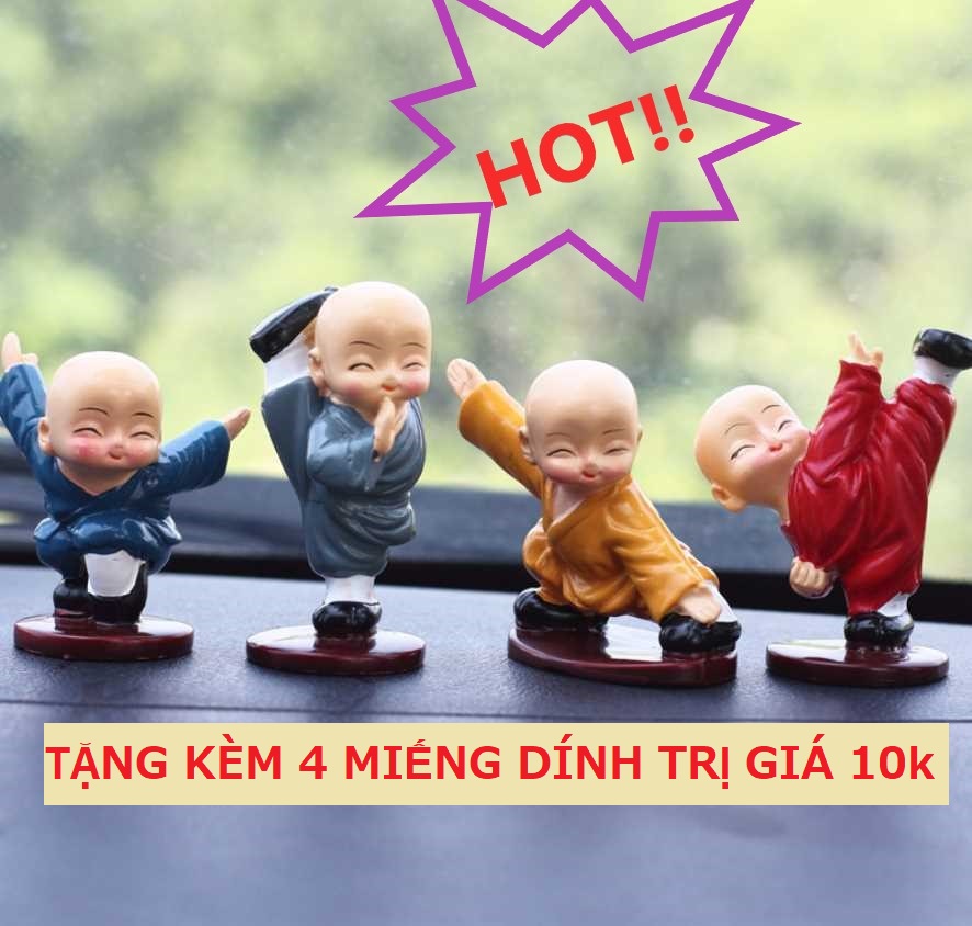 [GỢI Ý CHO BẠN] Bộ Tượng 4 Chú Tiểu Luyện Võ 4 MÀU, 4 Chú Tiểu Tập Võ, Múa Võ, Đánh Võ, Trang Trí ô tô, Bàn Làm Việc