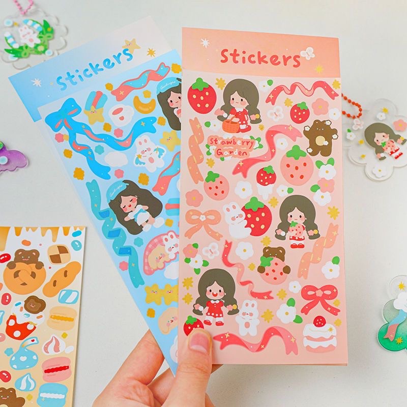 Sticker trang trí cô bé nhiều màu sắc