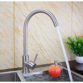 Vòi rửa chén nóng lạnh ống tròn lớn phi 24 kiểu tròn inox 304