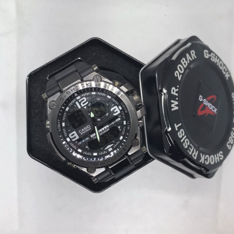 Hộp đồng hồ G shock thiếc 100%, có mút chống va đập, sáng bóng sang trọng