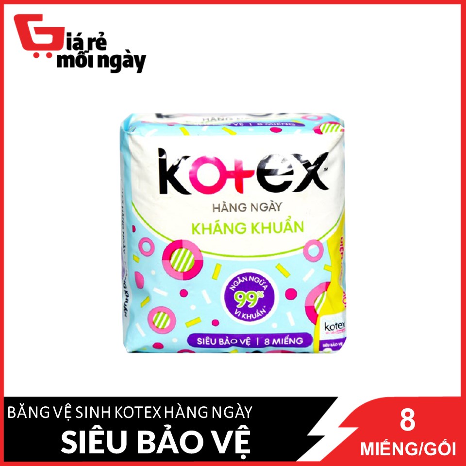 Băng Vệ Sinh Kháng Khuẩn Hàng Ngày Kotex Siêu Bảo Vệ 8 miếng