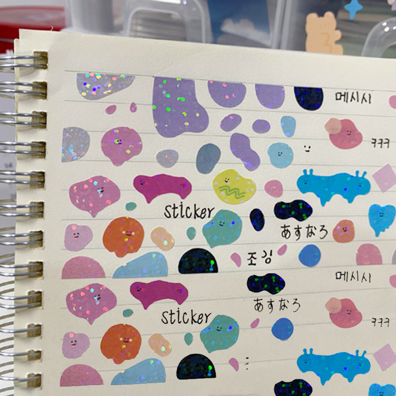 Korean color laser flash diary stickers