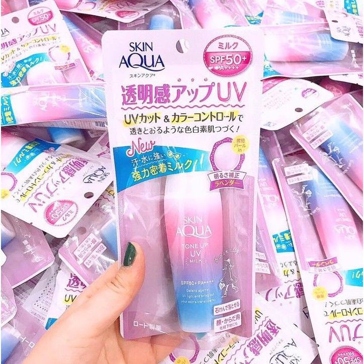 Kem Chống Nắng Kiềm Dầu, Che Khuyết Điểm, Nâng Tone, Làm Đều Màu Da Skin Aqua Milk Nhật Bản - HÀNG CHUẨN AUTH