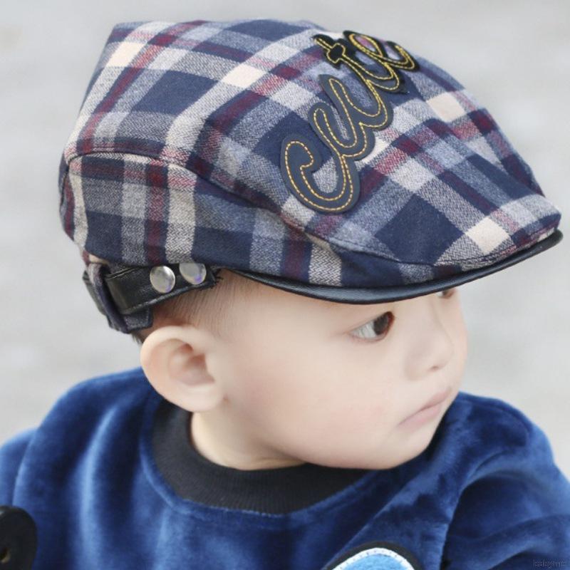 Mũ beret in họa tiết caro sành điệu cho trẻ nhỏ 2-5 tuổi