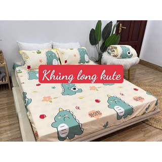 Bộ Ga Gối 3 Món Siêu Đẹp🌟1m8x2m🌟được chọn mẫu,HỌA TIẾT KHỦNG LONG CUTE