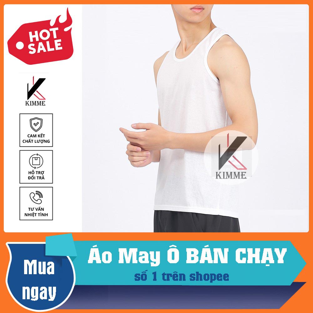 Áo 3 lỗ nam lót trong sơ mi trung niên dệt kim đông xuân vải thun cotton trắng trơn cao cấp KIMME