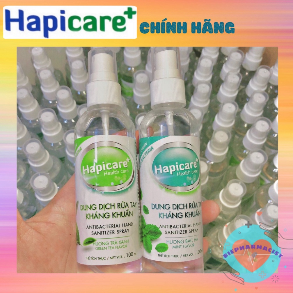 Chai xịt khuẩn mini HapiCare+(100ml) Dung dịch rửa tay sát khuẩn/Nước khử khuẩn/Xịt rửa tay