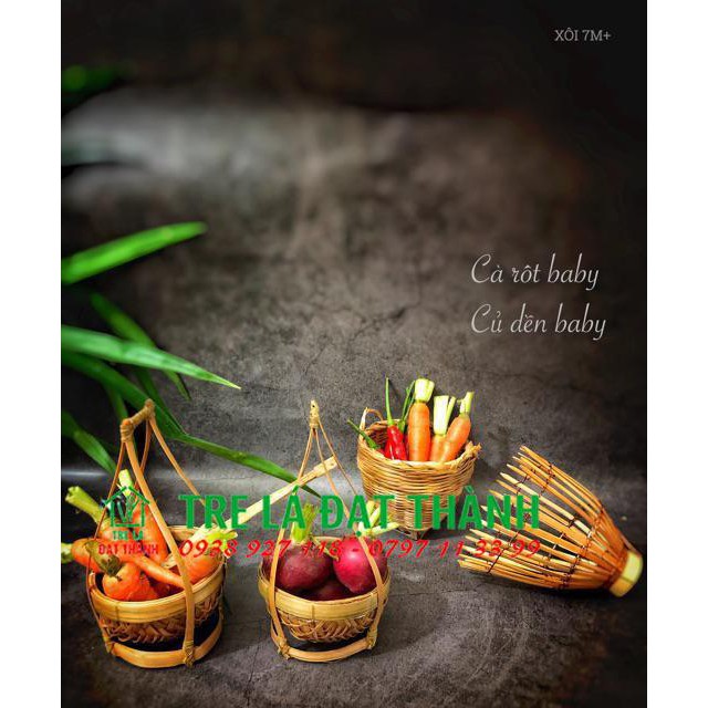 Quang gánh mây tre mini cạo tinh trang trí