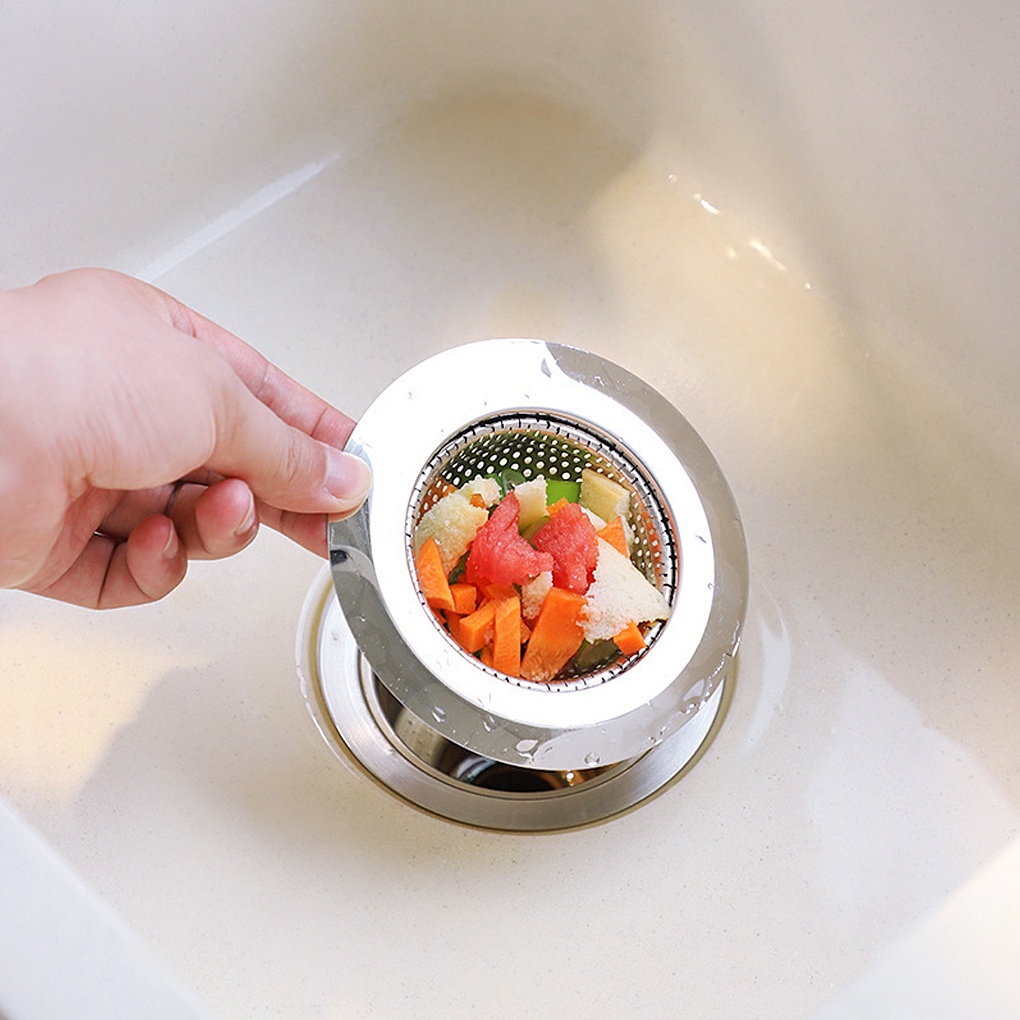 Sink Strainer Stainless Steel Anti-clogging Basin Filter Basket Hole Sewer Reusable Bath Hair Catcher【Huiteni】