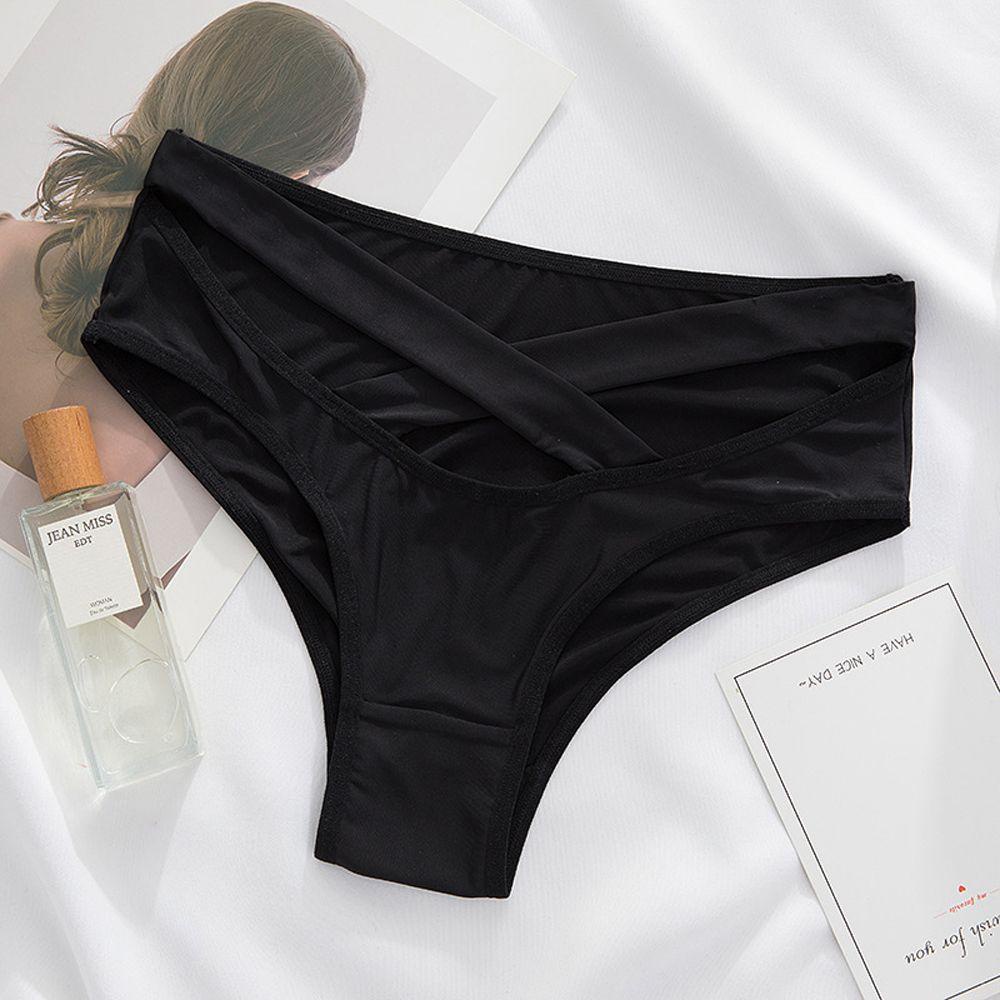 Mocho Quần Lót Mỏng Lưng Vừa Dây Chéo Màu Đất Thoáng Khí Thoải Mái Cho Nữ