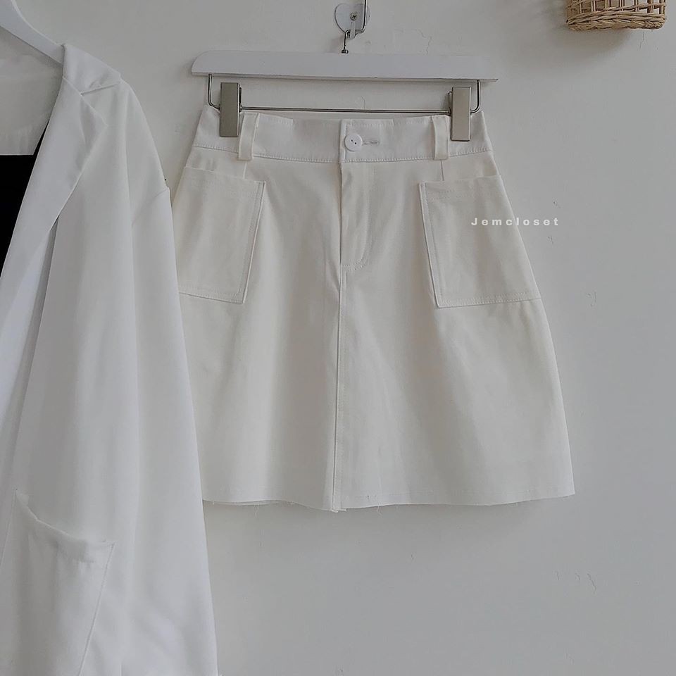 Chân Váy Kaki Ngắn Kiểu Dáng Chữ A Có Quần Lót Trong Cạp Cao Tôn Dáng 2 Màu Đen Trắng Jemcloset - 3188 | BigBuy360 - bigbuy360.vn
