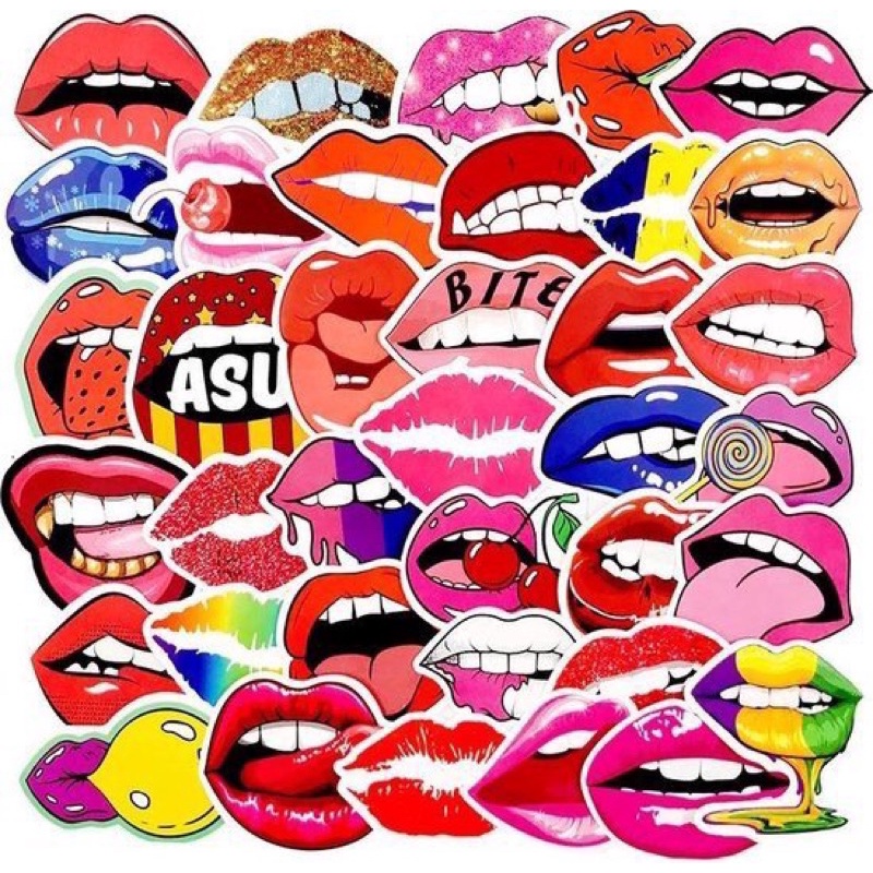 Sticker Mouth Môi 30-60 cái ép lụa/ Hình dán Lips Mouth