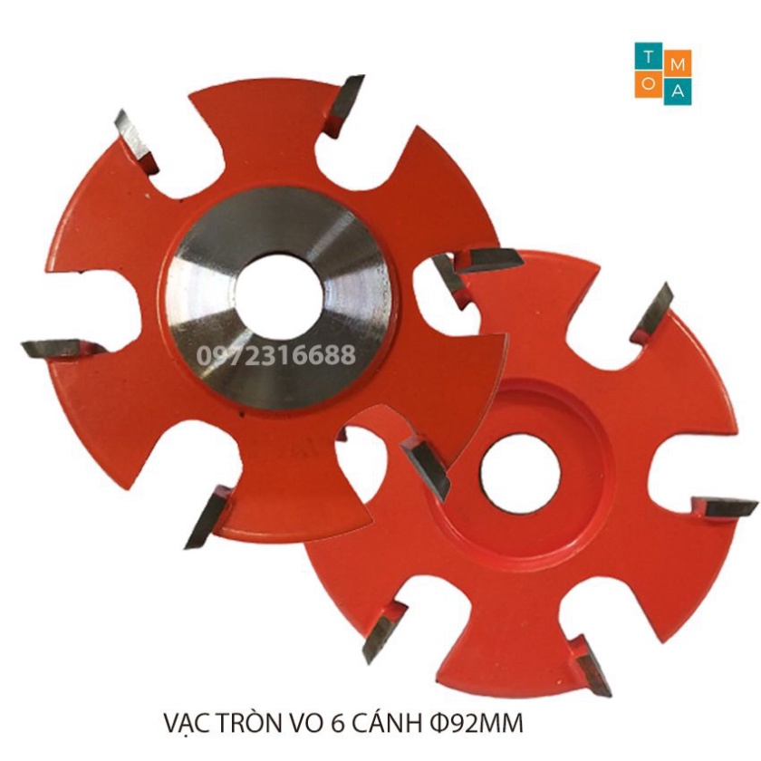 MŨI SOI GỖ - MŨI PHAY VẠC TRÒN VO 6 CÁNH PHI 92MM X 8MM X TRỤC 16MM