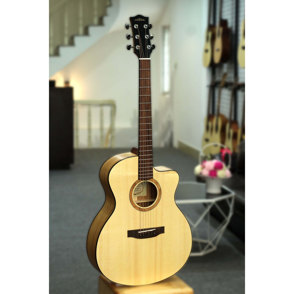 Đàn Guitar Acoustic Everest E60-AC+ Tặng bao da +capo + pic + ty chỉnh cần