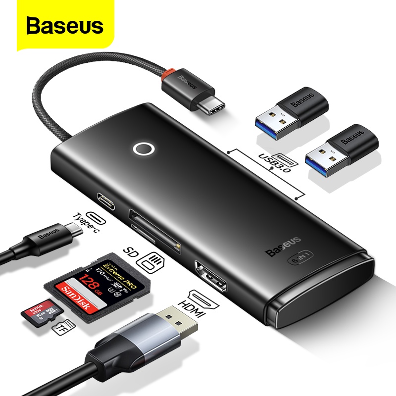Đế Sạc Baseus Chuyển Đổi USB C Hub Sang 4K HDMI USB 3.0 PD 100W Cho Macbook Pro Air M1 Laptop Type C USBC Hub