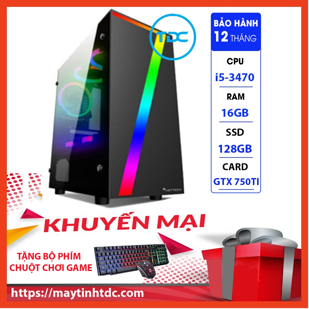 MAX PC GAMING X7 CPU Core i5-3470 Ram 16GB SSD 128GB GTX 750TI Chơi PUBG,LOL,CF,Fifa4,Đế chế Tặng Bộ Phím Chuột Game