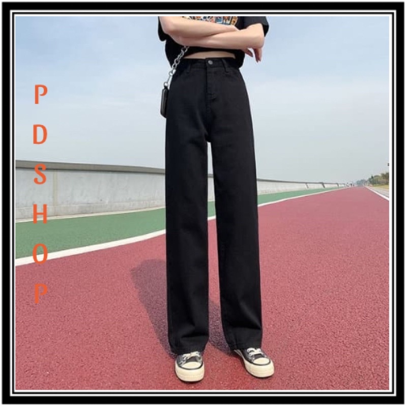 Quần jean bò ống rộng suông xuông nữ jeans cạp cao phong cách Hàn Quốc sành điệu style năm 2021 PDShop