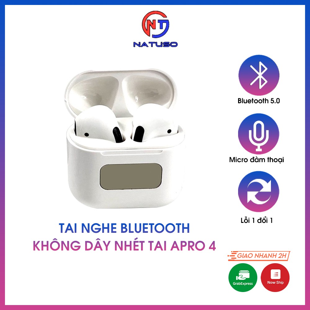 Tai nghe bluetooth không dây nhét tai Apro 4 max nút cảm ứng âm thanh nổi hifi tương thích ios androi