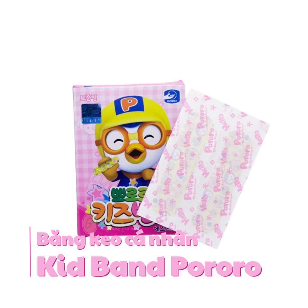 Hộp Băng Keo Cá Nhân In Hình Pororo – Có Chứa Benzalkonium (hộp 1 size – 20 miếng)