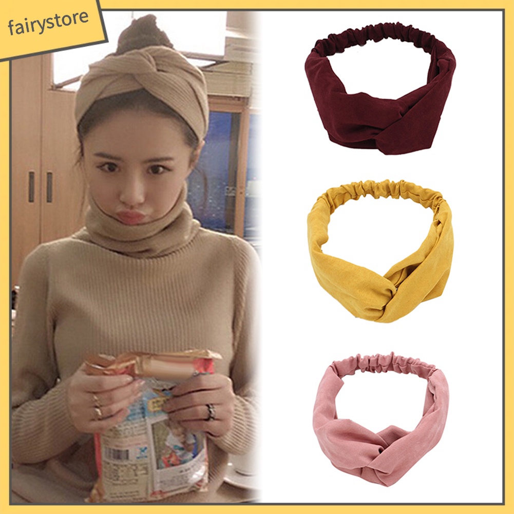 Băng Đô Cài Tóc Màu Trơn Thiết Kế Đơn Giản Cho Nữ