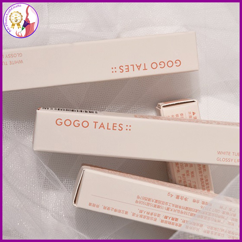 Gogotales – son kem đào mềm mượt môi - siêu lì bám môi - white tube glossy lip glaze