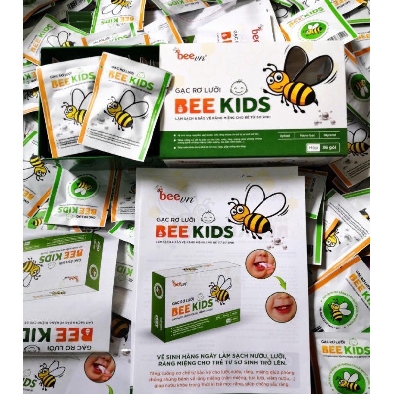 Gạc rơ lưỡi Bee Kids hộp 36 gói