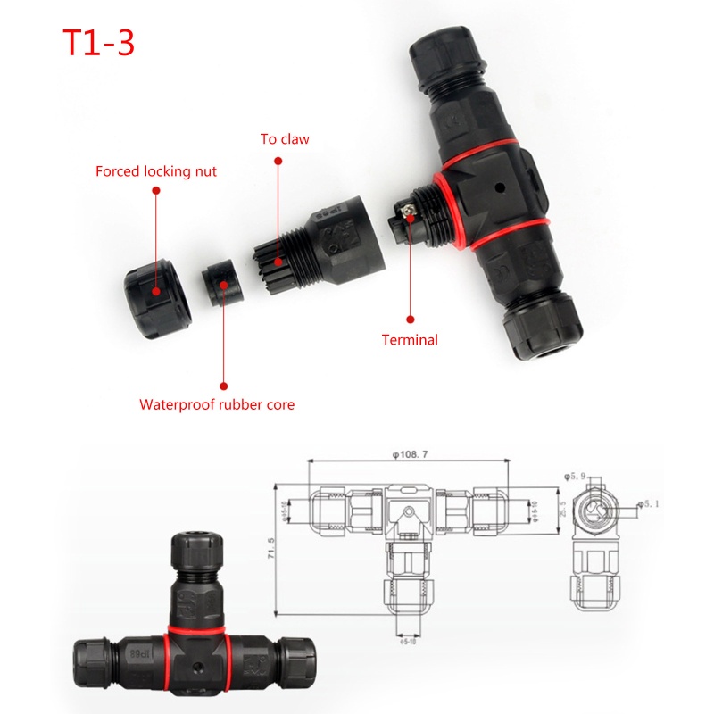 Đầu Nối Dây Cáp Chữ T Bằng Nhựa Chống Thấm Nước