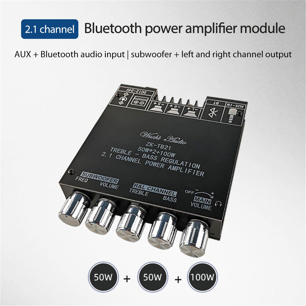 【Ready Stock】❤ Wuzhi audio2.1 channel Bluetooth digital power amplifier board module high low tone subwoofer high power ❤【QUEEN2019】