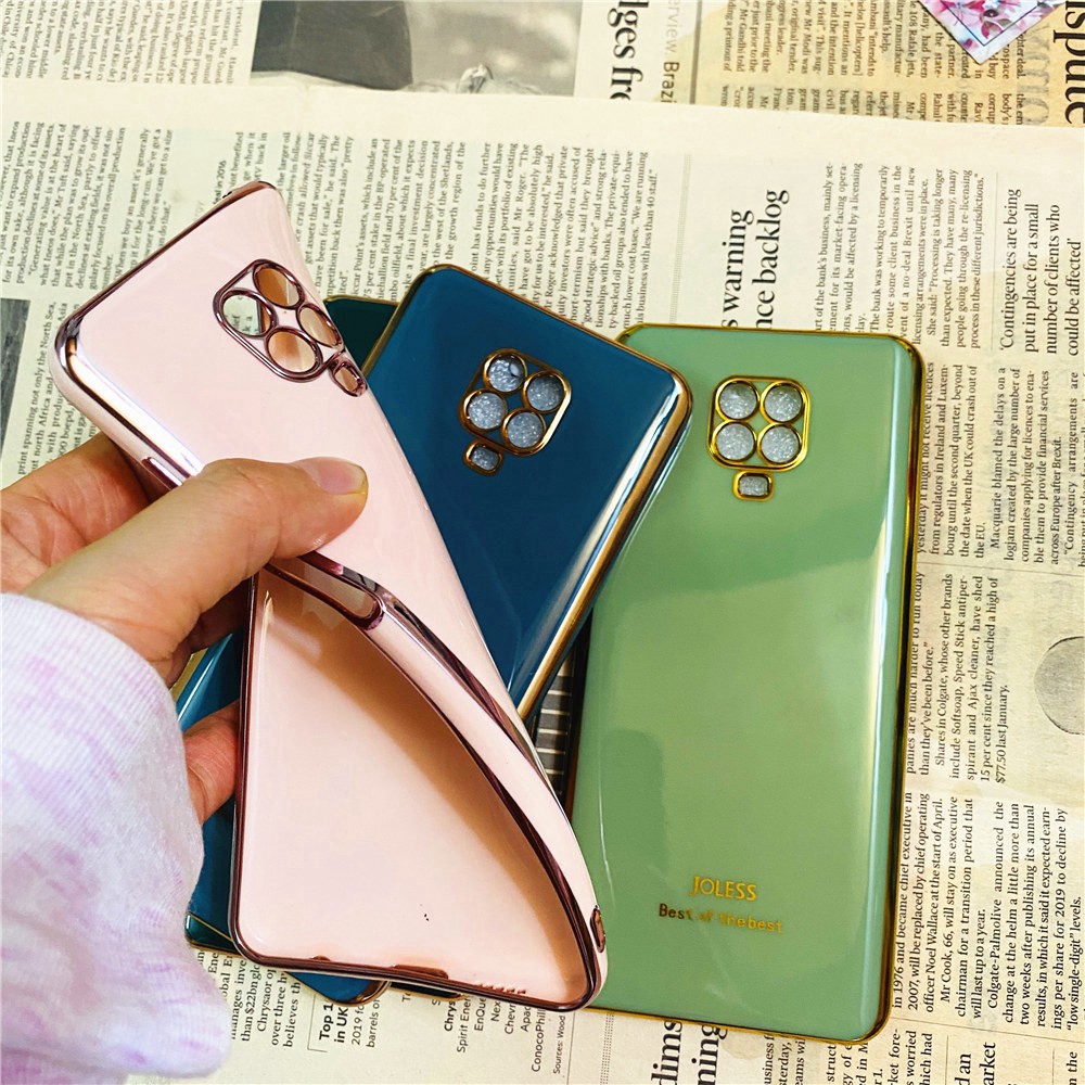 Ốp điện thoại TPU silicon mềm mạ laser lấp lánh 6D sang trọng cho Xiaomi Redmi Note 9S