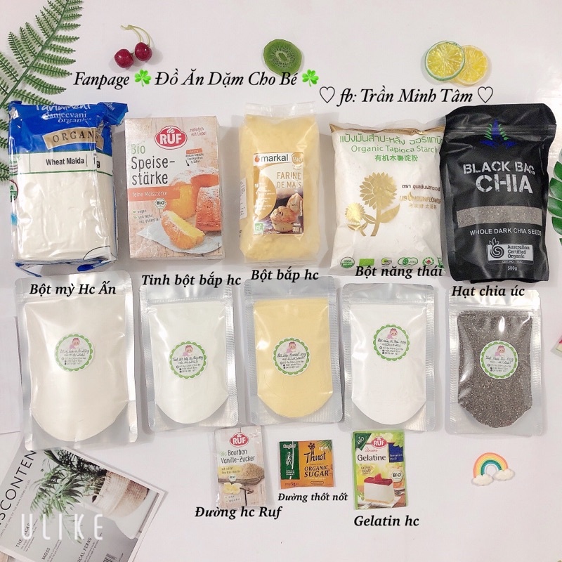 Bột nguyên liệu hữu cơ làm bánh cho bé ăn dặm