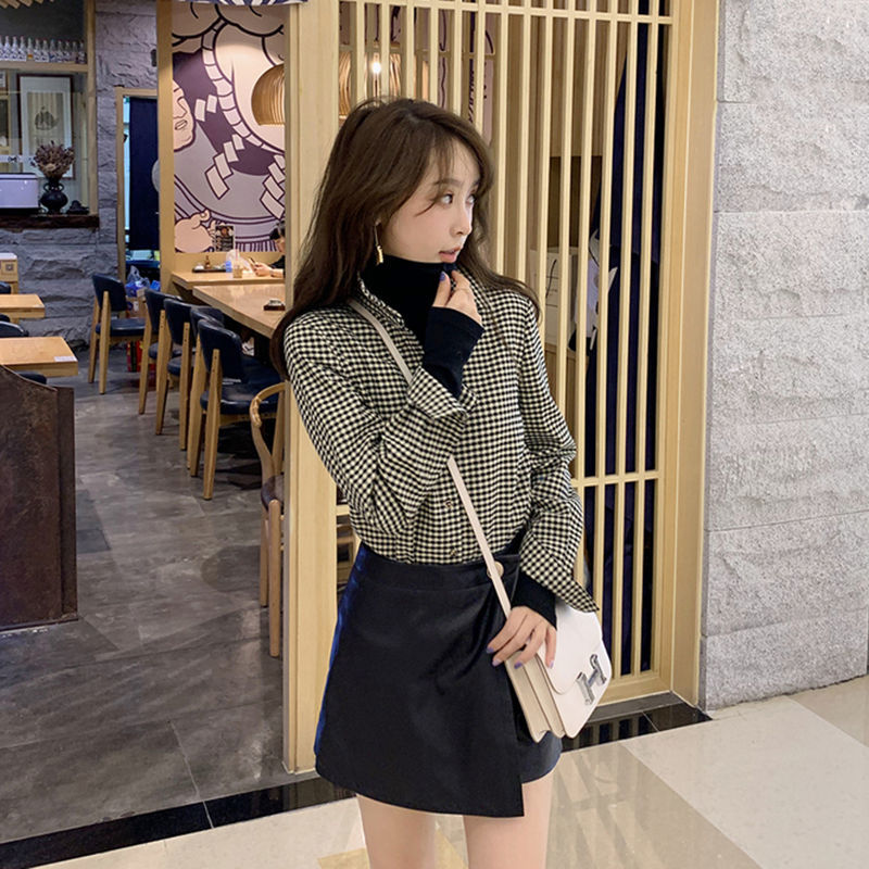 Korean Style Wide Caro Shirt For Women