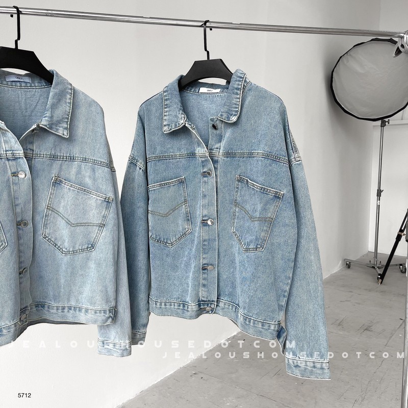 Áo khoác denim, áo khoác bò túi hộp nhọn 5712