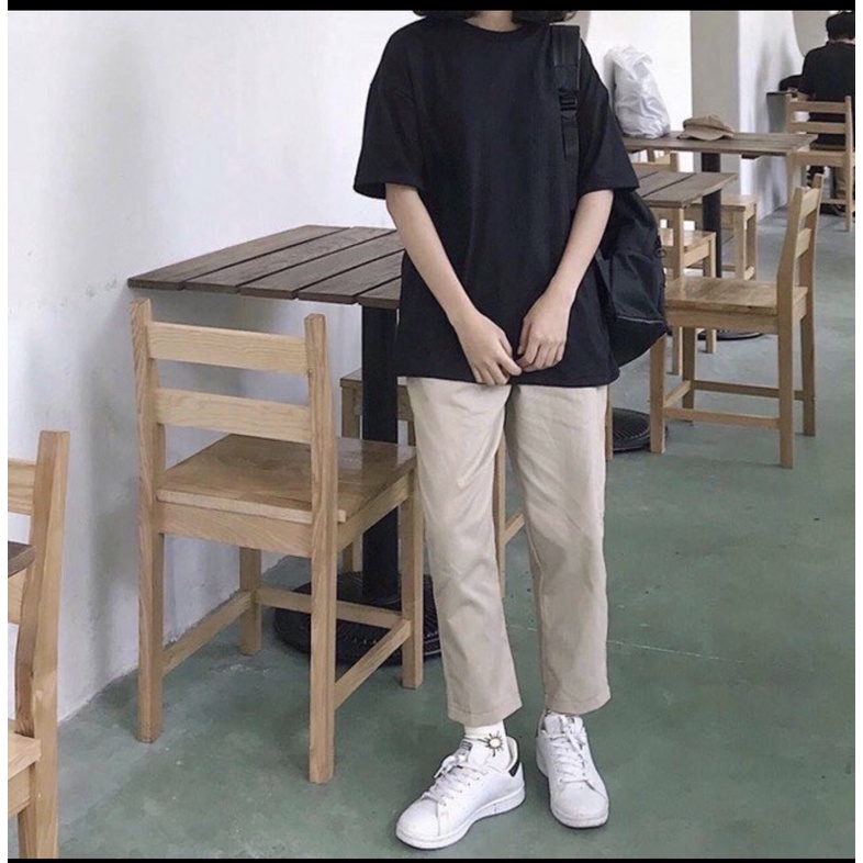 pass Quần kaki dáng baggy màu be